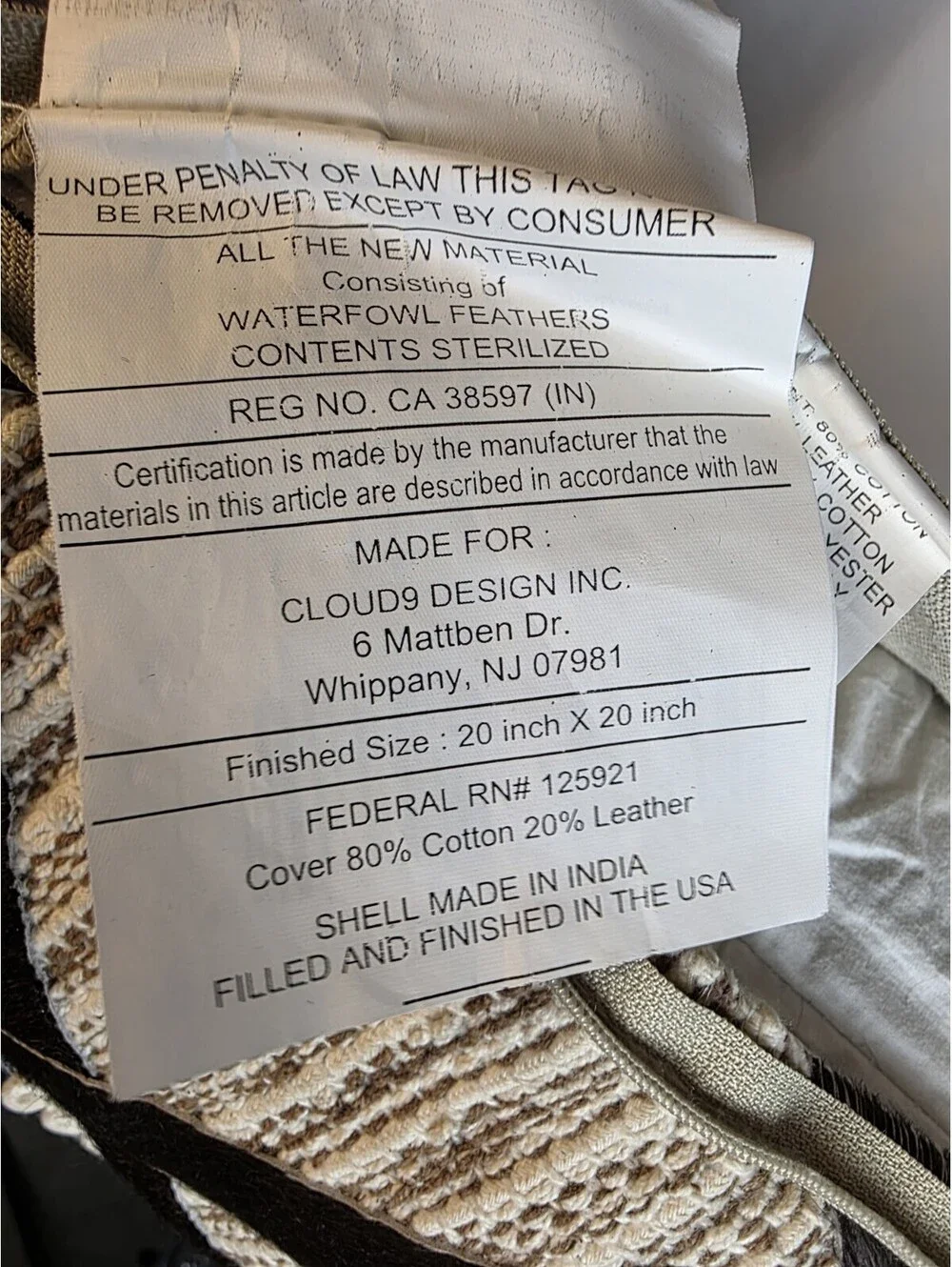 Cloud 9 Design Dimond Hair On Hide Accent Pillows Set Of Two Pre-owned